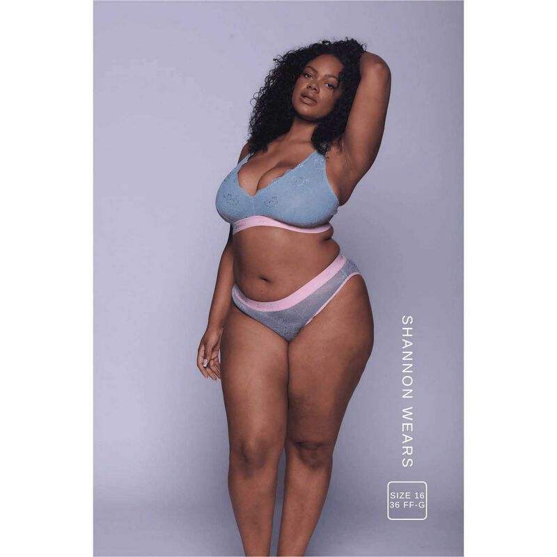 Lemonade Dolls Signature Lace Fuller Cup Bralette - Denim Blue and Pink image number 2
